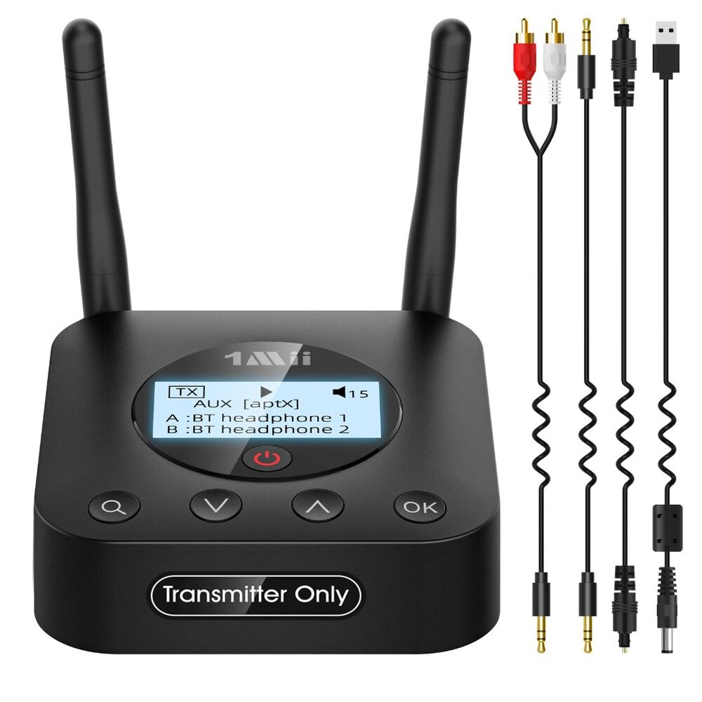 1Mii B06TX+ Bluetooth 5.3 TV Transmitter Dual Audio aptX LL Long Range